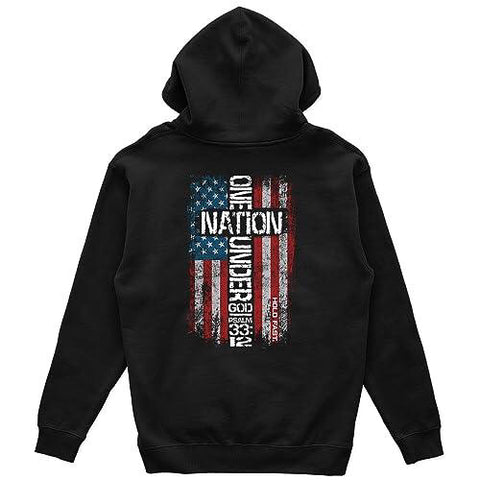 Hold Fast Mens Zip Hooded Sweatshirt - One Nation - Black