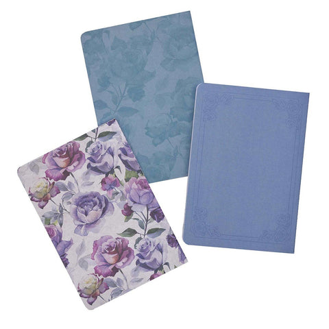 Be Still and Know Purple Floral Medium Notebook Set - Psalm